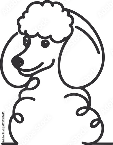 hand-drawn line art illustration of a Toy Poodle in a side view