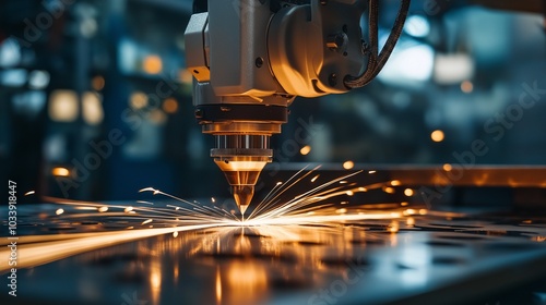 factory worker using a laser cutter to create precise shapes