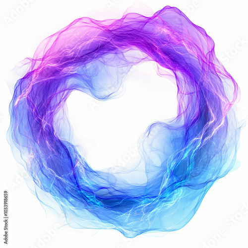 Abstract wavy lines in the shape of a circle, modern design and technology. Generative AI.