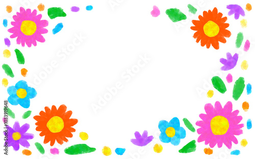 Flower frame on white background.