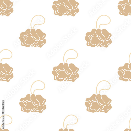 Loofah sponge cartoon seamless pattern, Vector.