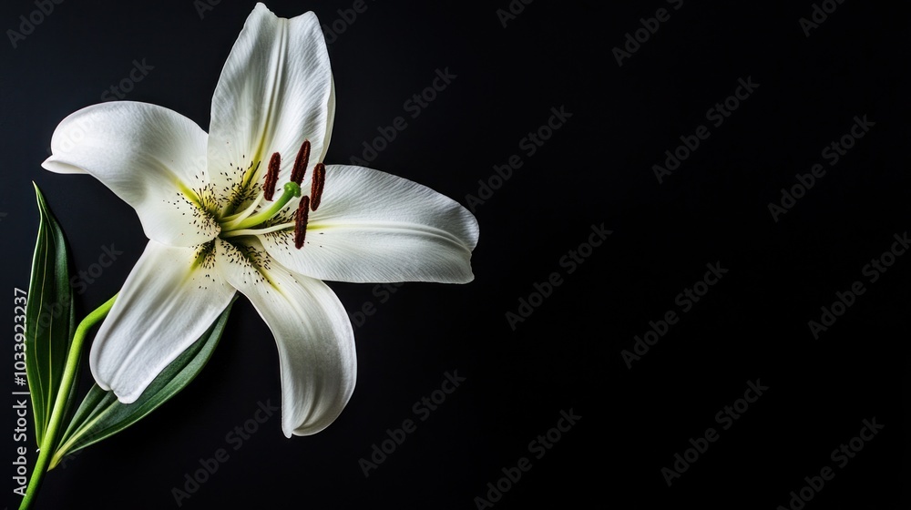 Fototapeta premium White Lily on Black Background