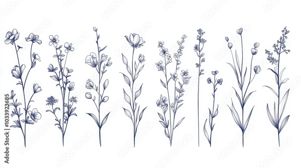 Elegant Botanical Line Art Elegant Botanical Line Art