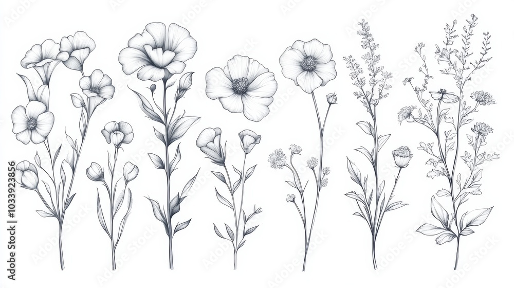 Elegant Botanical Line Art Elegant Botanical Line Art