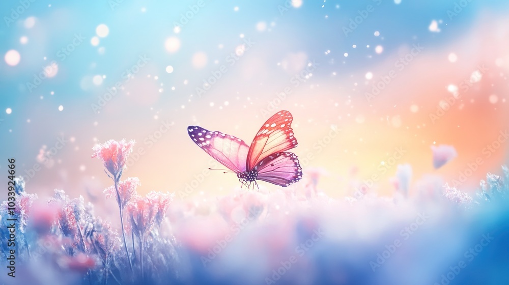 Butterfly in a Field of Flowers Butterfly in a Field of Flowers
