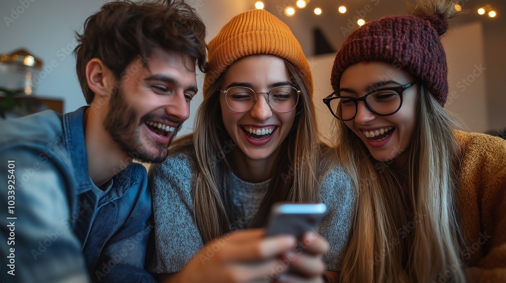 happy friends communicate via video call happy friends communicate via video call