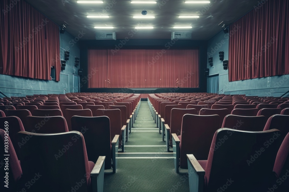 Movie theater from the 1950s-1970s architecture auditorium building. Movie theater from the 1950s-1970s architecture auditorium building.