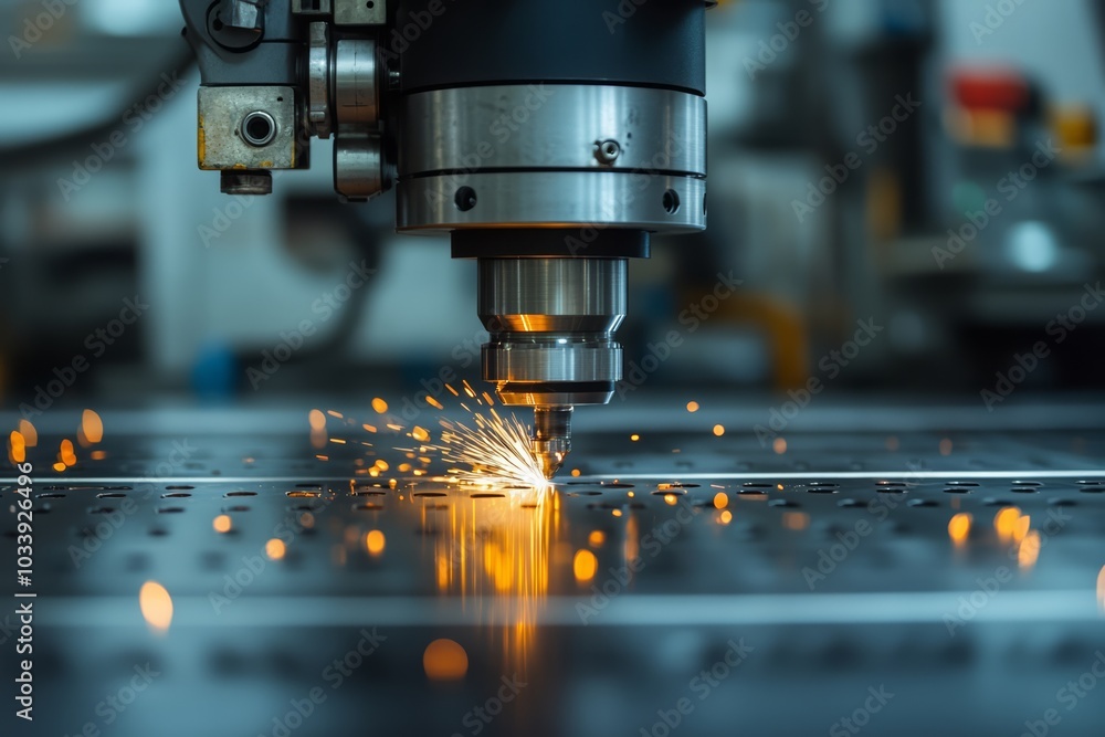 Working on CNC metal cutting machines, AI generated Working on CNC metal cutting machines, AI generated