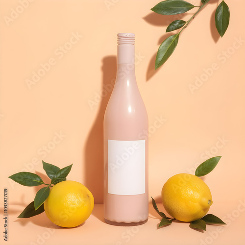 bottle of olive oil with lemon