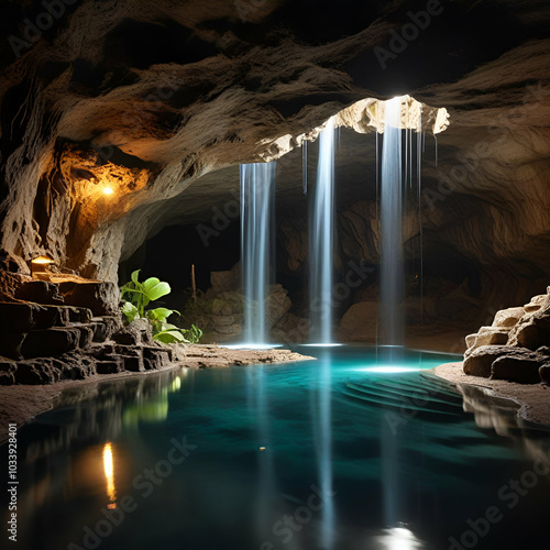 waterfall in the cave