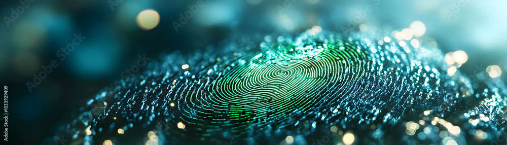 Macro Close-Up of a Fingerprint Overlaid with Holographic Green Energy Symbol on Clean White Background for ESG Innovation and Personal Responsibility Visualization Macro Close-Up of a Fingerprint Overlaid with Holographic Green Energy Symbol on Clean White Background for ESG Innovation and Personal Responsibility Visualization