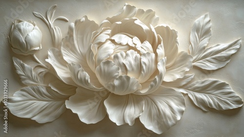 Elegant White Floral Relief