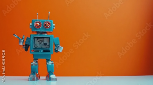 Retro Robot on a Colorful Background