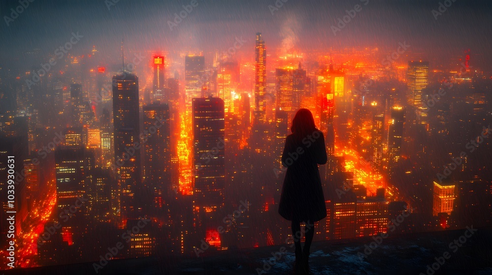 Fototapeta premium A user exploring digital real estate listings in the metaverse, browsing properties in an augmented virtual city