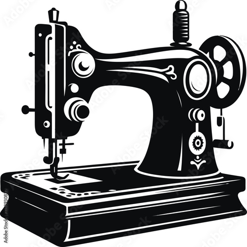 sewing machine and sewing vector illustration shilloutee 
