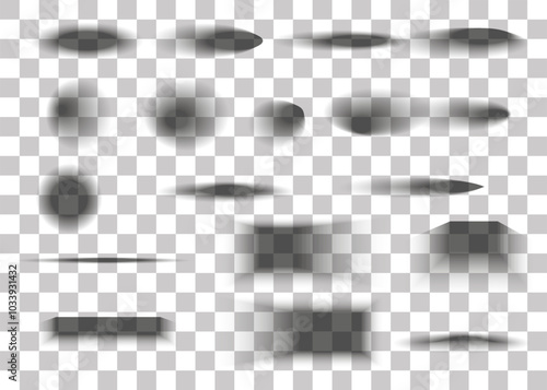 Vector shadows isolated. Set of shadow effects on a transparent background. Collection of vector drop shadows of wall and floor. You can use them in your illustrations and art projects