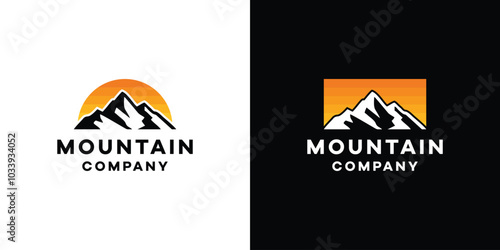 Mountain Landscape Silhouette Logo Illustration for Outdoor Travel Adventure.