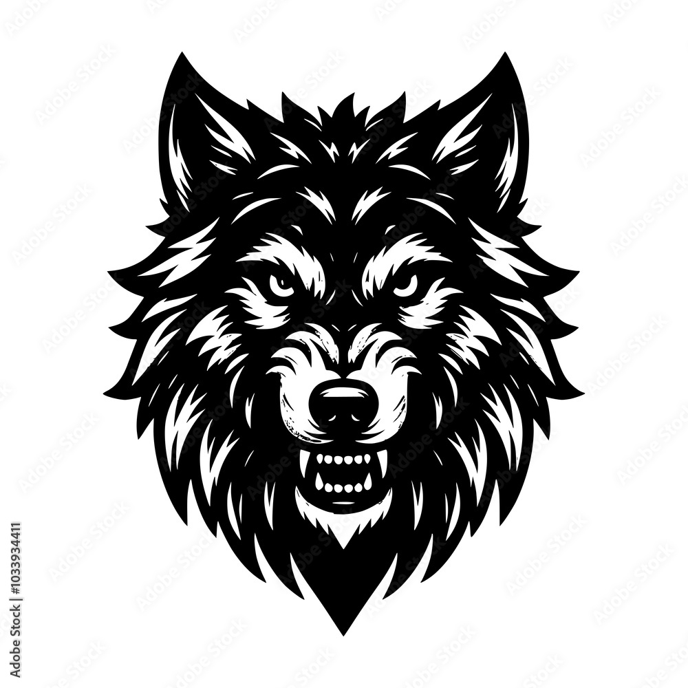 Fototapeta premium Wolf head vector silhouette 