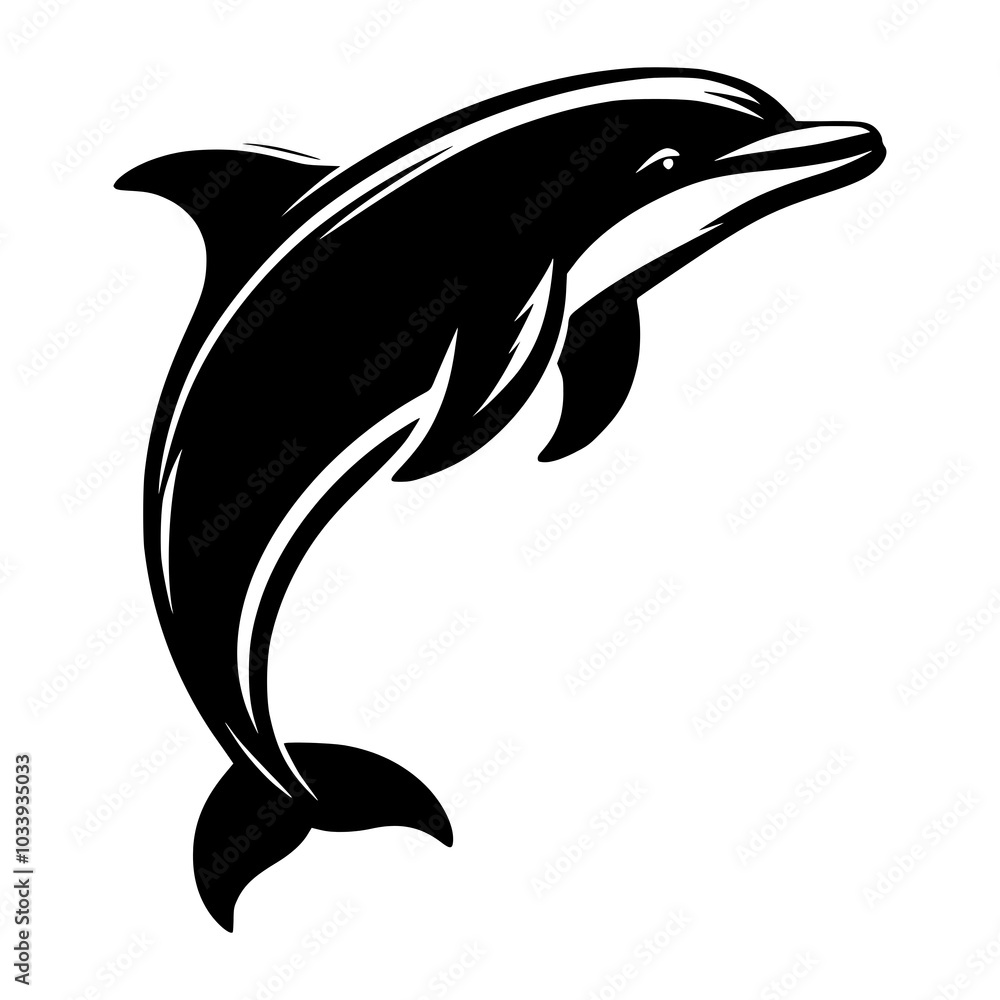 Fototapeta premium Dolphin silhouette isolated on white background 