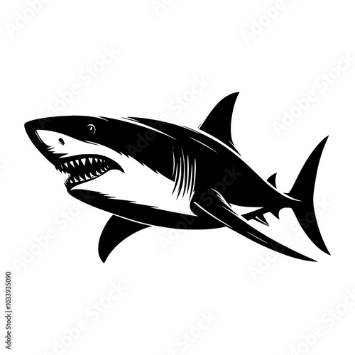 Shark silhouette isolated on white background 