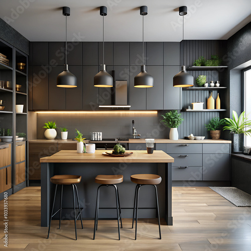 black theme of  moderan kitchen