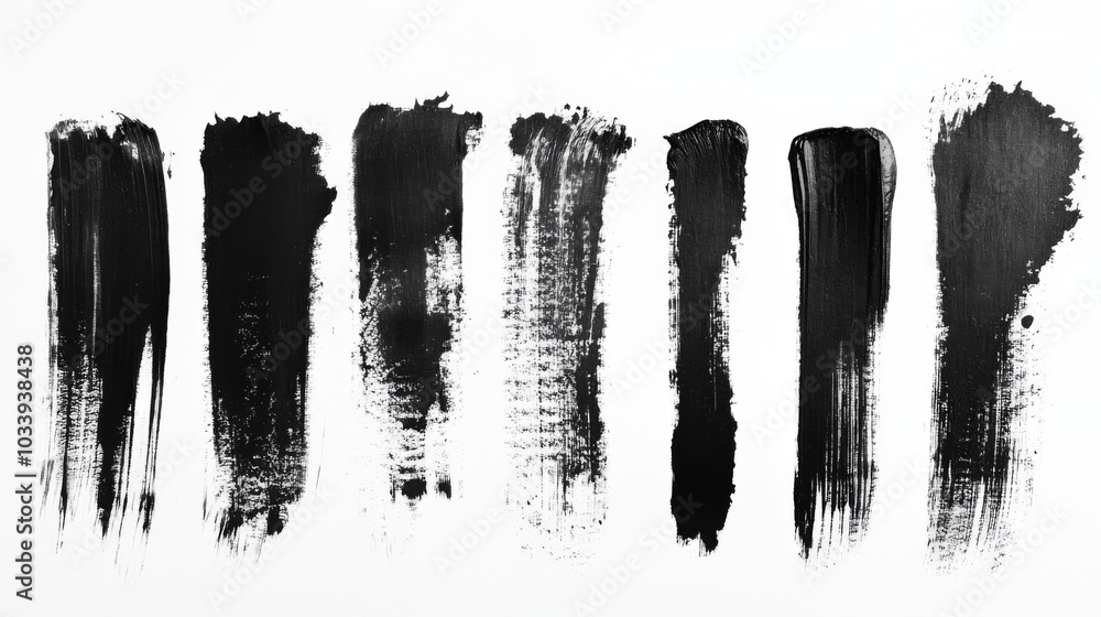Abstract Black Brush Strokes on White Background Abstract Black Brush Strokes on White Background
