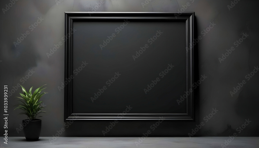 A black picture frame hanging on a dark concrete wall, creating a striking contrast that highlights the artwork inside, perfect for modern interior design. A black picture frame hanging on a dark concrete wall, creating a striking contrast that highlights the artwork inside, perfect for modern interior design.