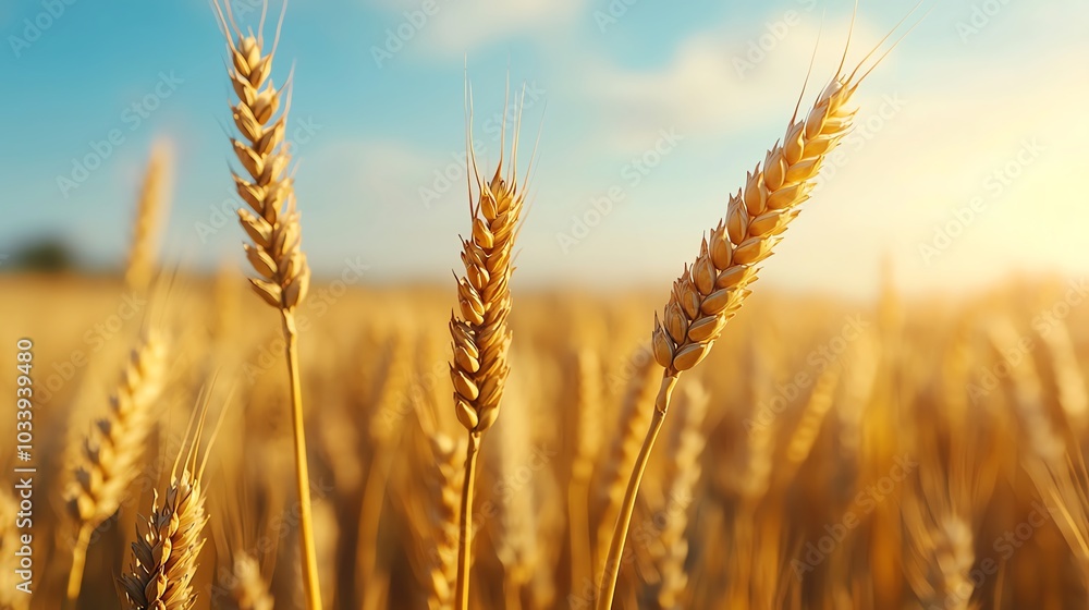 Golden wheat field swaying in the wind, lowangle shot, soft sunlight casting a warm glow on each stalk Golden wheat field swaying in the wind, lowangle shot, soft sunlight casting a warm glow on each stalk