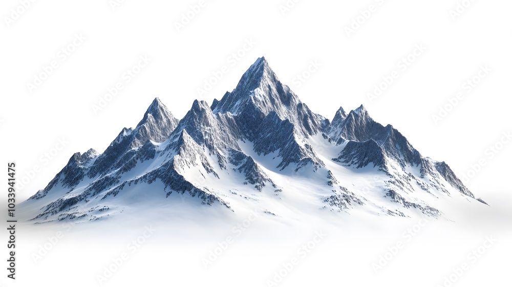 Obraz premium Snowy mountains Isolate on white background 3d illustration. 