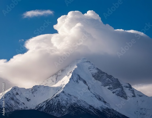 snow and clouds covered mountains blue sky stunning weather