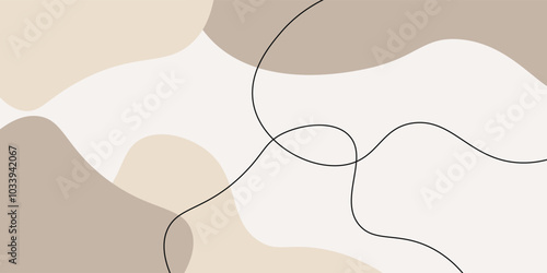 Aesthetic soft beige brown abstract irregular modern color blocks with lines for business presentation, flyer, poster, print, decoration, card, brochure cover,