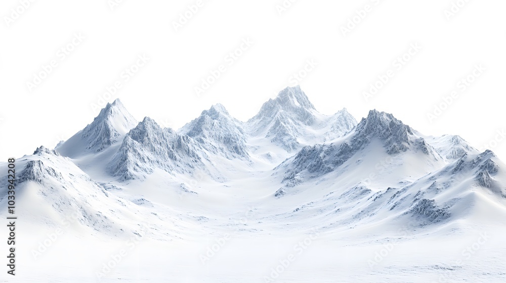 Obraz premium Snowy mountains Isolate on white background 3d illustration. 