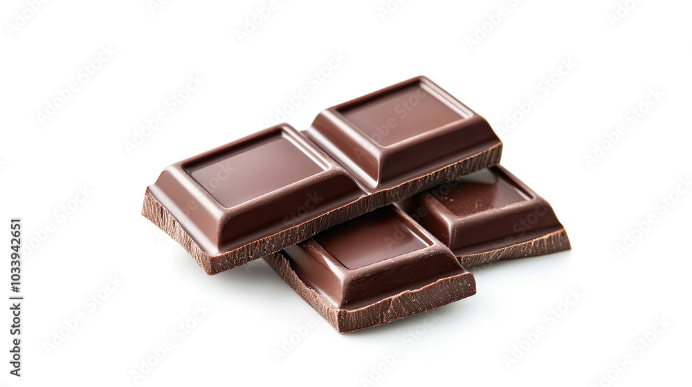 Delicious dark chocolate pieces on a white isolate background. Delicious dark chocolate pieces on a white isolate background.