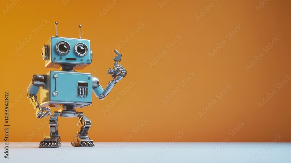 Friendly Robot with Orange Background Friendly Robot with Orange Background