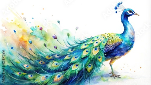 Wallpaper Mural Abstract peacock with watercolor Torontodigital.ca