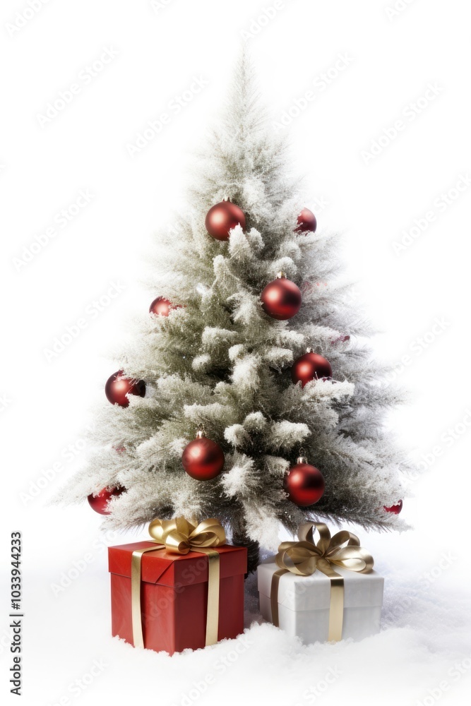 Decorated Christmas tree on a white background. Decorated Christmas tree on a white background.