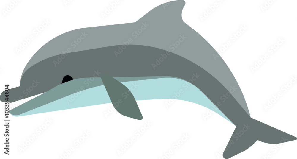 Fototapeta premium Dolphin color icon. Cute marine animal symbol