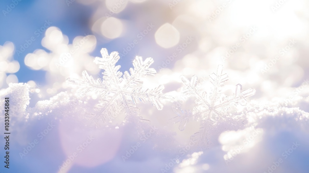 Close Up of Sparkling Snowflakes Close Up of Sparkling Snowflakes