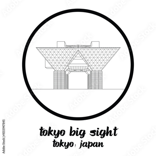 Circle Icon Tokyo Big Sight. Vector illustration