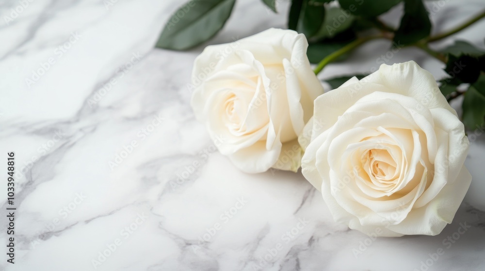 White Roses on Marble Background White Roses on Marble Background
