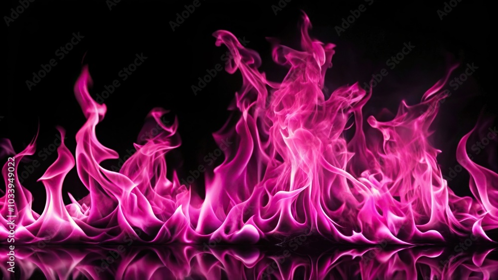 Fototapeta premium Abstract pink flames on black background reminiscent of Macro style photography