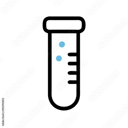 Test Tube Icon in Blue and Black Laboratory Equipment Design