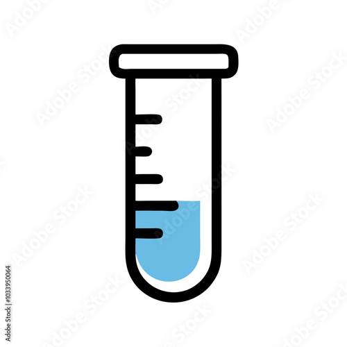 Test Tube Icon with Liquid in Blue and Black Laboratory Equipment Design