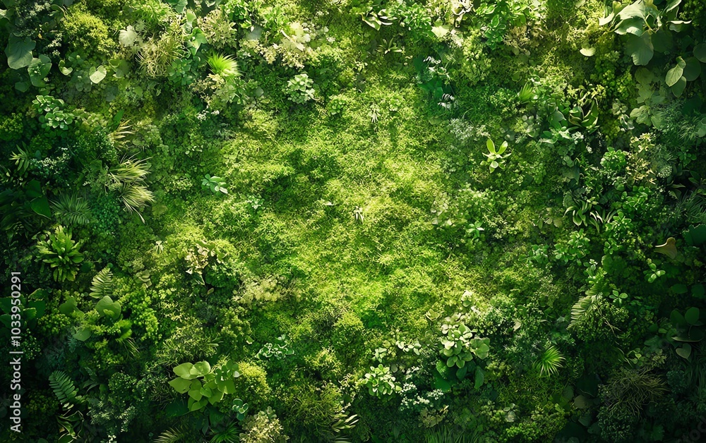 Lush green moss forest captured from above, showcasing diverse moss textures and the interplay of light and shadow on the forest floor Lush green moss forest captured from above, showcasing diverse moss textures and the interplay of light and shadow on the forest floor