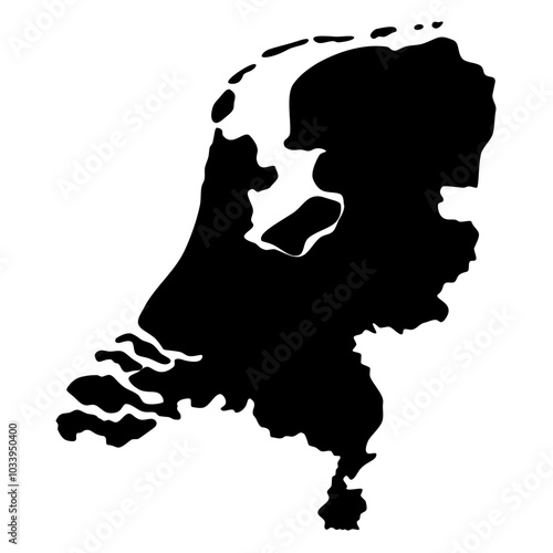 Netherland island map silhouette. Vector Image