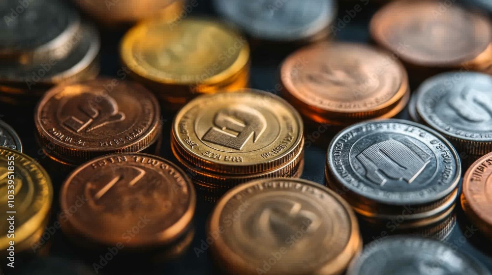 Stacked Coins of Ruble Currency for Financial Concepts Stacked Coins of Ruble Currency for Financial Concepts