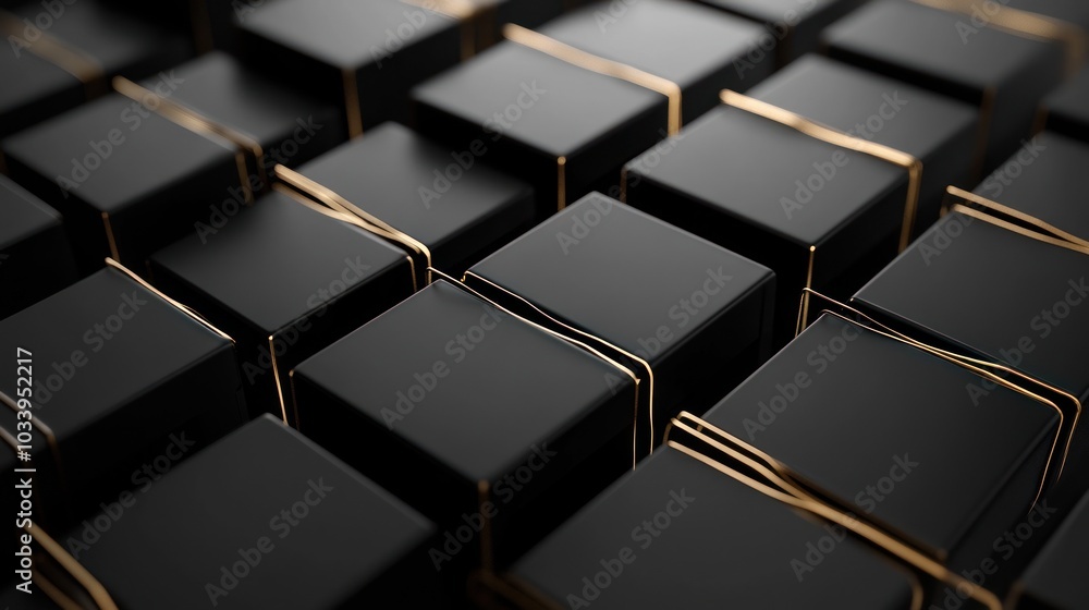 Abstract Black and Gold Cubes Abstract Black and Gold Cubes