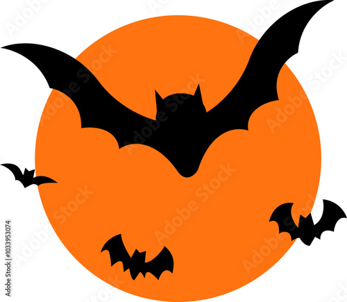 Spooky Bat Silhouette Against Full Moon
