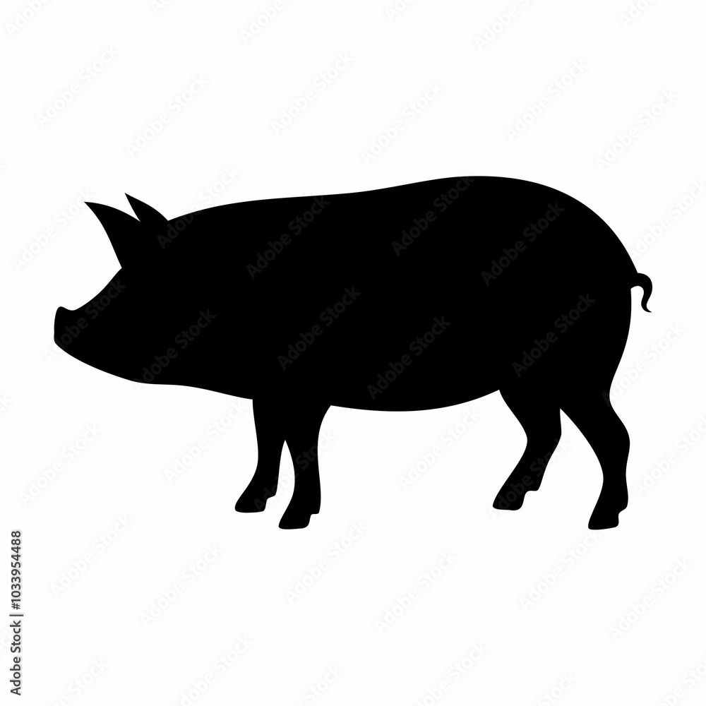 Pig animal silhouette. Flat image Pig animal silhouette. Flat image