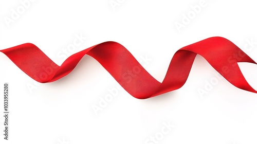 Red Ribbon on White Background